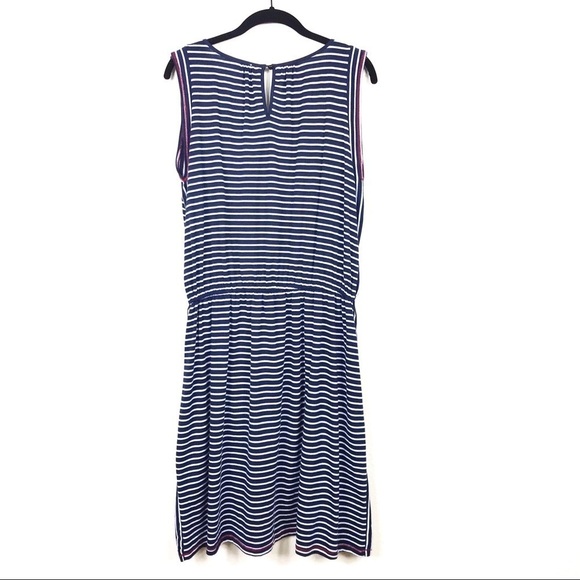 Mystree Navy Nautical Stripe Cinched Waist Dress L - Picture 8 of 10